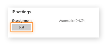 Edit IP address settings